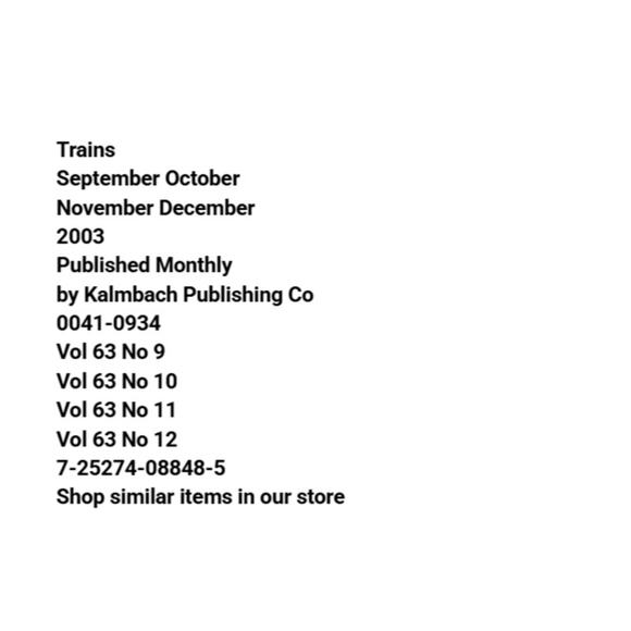 Vtg Lot 4 Trains Sept Oct Nov Dec 2003 Magazine Engineer Locomotive Railroad - Picture 2 of 11